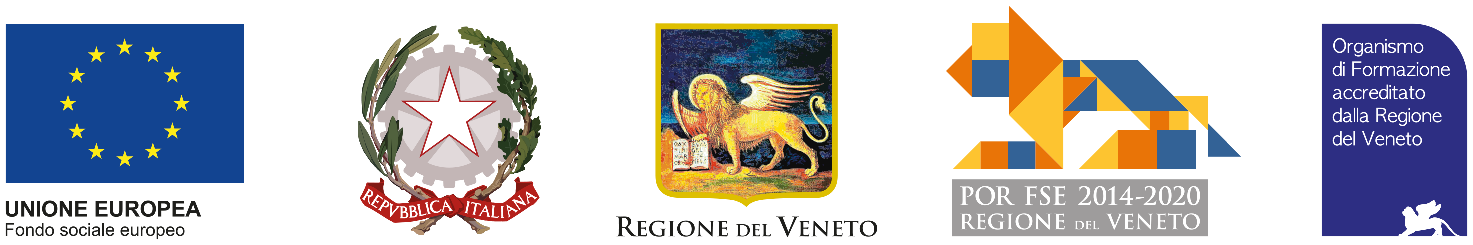 Unione europea, Repubblica Italiana, Regione del Veneto, POR FSE 2014-2020, Organismo di formazione accreditato dalla Regione Veneto