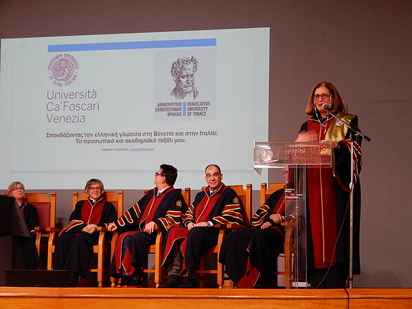 Caterina Carpinato nominata professoressa onoraria dell'Università Democrito di Tracia