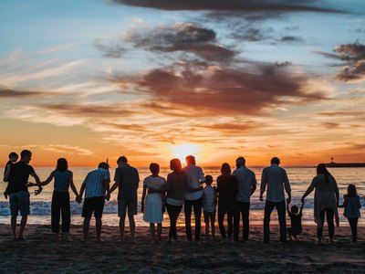 Families by the sea