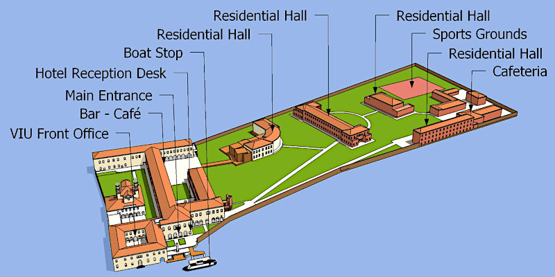 Map of San Servolo main offices and spaces
